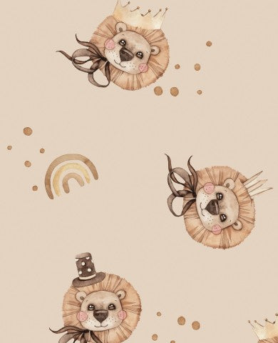 Modello in tessuto impermeabile raffigurante un leone con una corona sulla testa