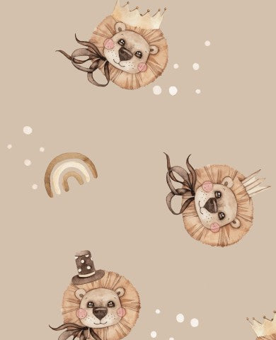 Waterproof fabric pattern of a lion with a crown on it