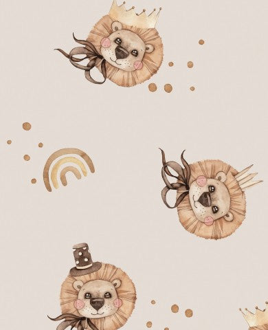 Satin cotton pattern of a lion with a crown on its head