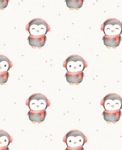 French Terry cute penguins