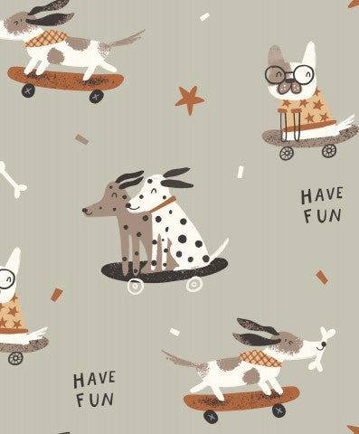 Muslinhunde på skateboards