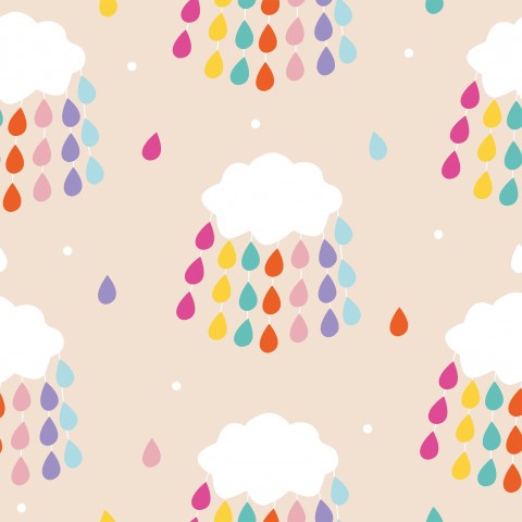 Waterproof fabric raindrops and clouds