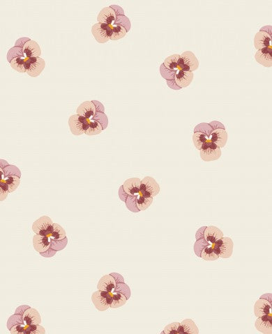 Satin cotton pink flowers on beige background