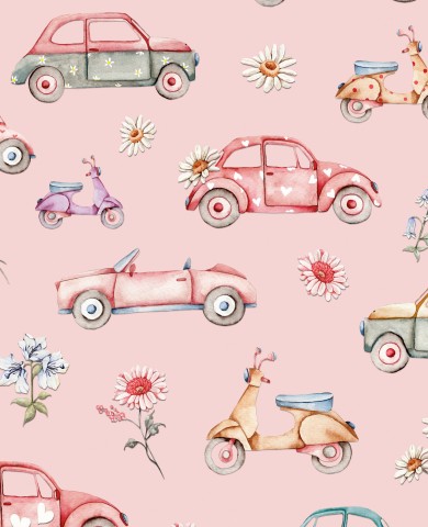 Geschmiedete Mädchenautos aus Canvas Baumwolle - 100% rosa Farbe - ideal für Kleider, Röcke und Schürzen - 0,5 m breite Stückware - perfekte Wahl für Schneider