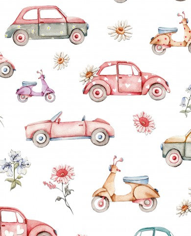 Wasserdichter Stoff Autos und Motorrollern in Aquarell