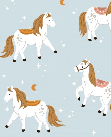 SoftShell horses on a blue background