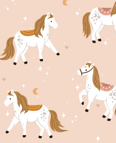French Terry horses on pink background