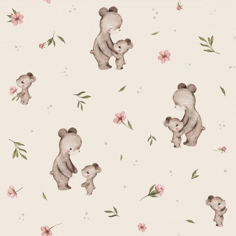 French Terry Teddy Bears and Flowers