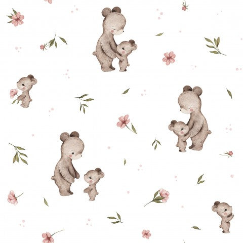 Muslin teddy bears and flowers
