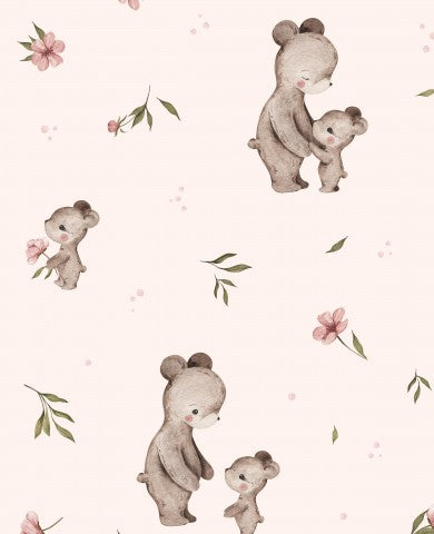 Ribjersey bamser og blomster