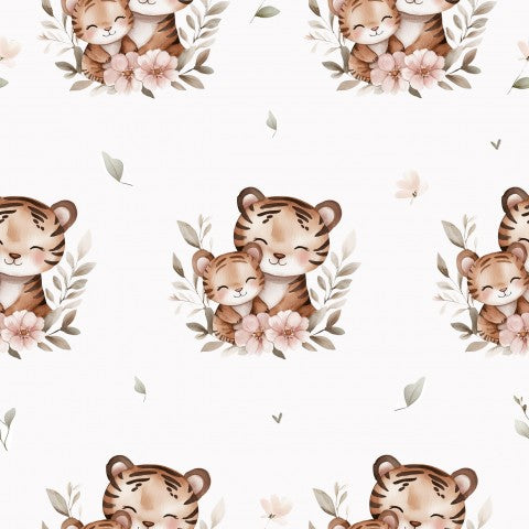 Satin cotton with a cute tiger and baby
