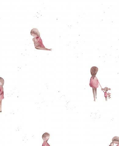 Muslin, en akvarelillustration af en kvinde og en lille pige