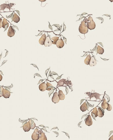 Satin cotton pears and mice on it