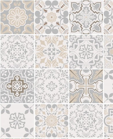 Jersey a set of decorative tiles in beige and grey