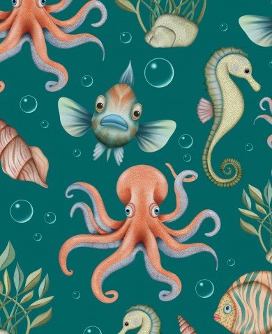 Nähende Kunst: Canvas Baumwolle Meerestiere klein - Seidene Textilie für besondere Kreativität. Meterware-Stoffe zum Nähen, ideal für Kleider, Taschen und Acce