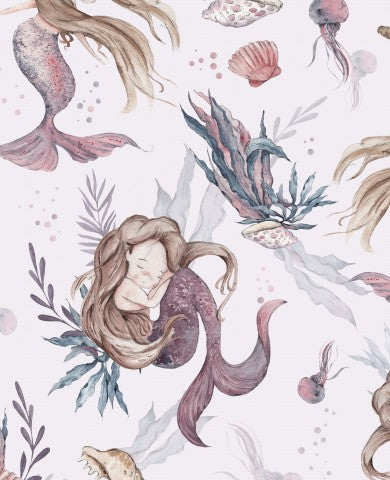 Sirene e creature marine in raso di cotone