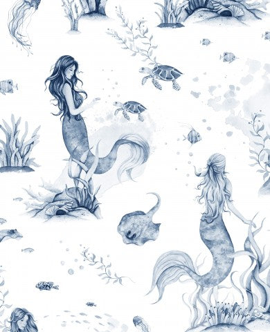 Sirene e creature marine in raso di cotone