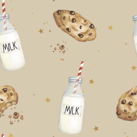 Bottiglie di latte e biscotti French Terry