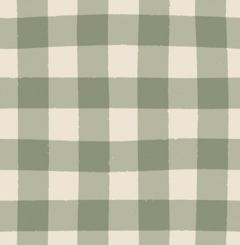French Terry a green and white checked fabric