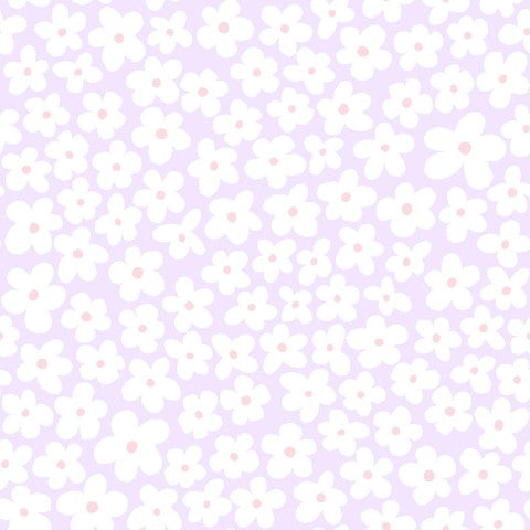 French Terry a pattern of white flowers on a purple background