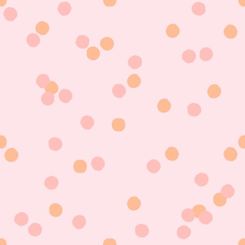French Terry pink and orange polka dots on a pink background