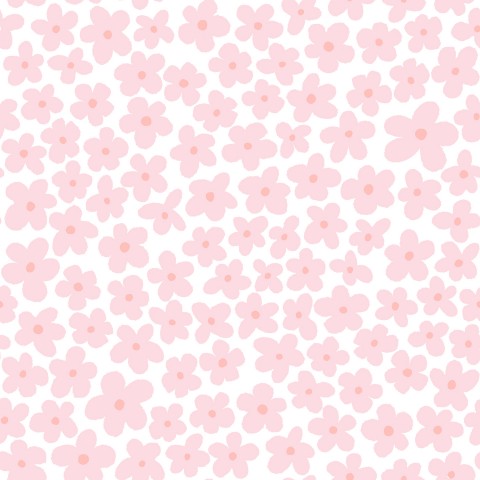 French Terry-patroon van roze bloemen op een witte achtergrond