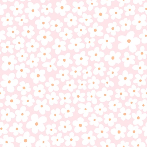 Stilvolle Canvas Baumwolle mit kleinen weißen Blumen und leuchtendem Strawberry-Girl-Muster für Ihr nächstes Projekt. Ideal für Näher und Quilter, zum Herstell