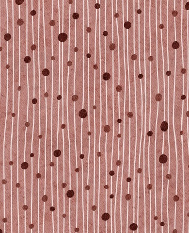 French Terry, un motif à pois marron et blanc sur un tissu rose