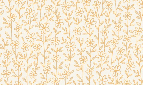 French Terry ein gelb-weißes florales Tapetenmuster