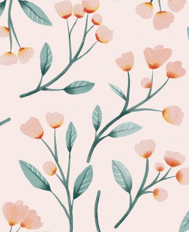 Satin bomuldslyserøde blomster og blade