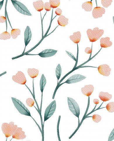 Rib Jersey Aquarellblumen und -blättern