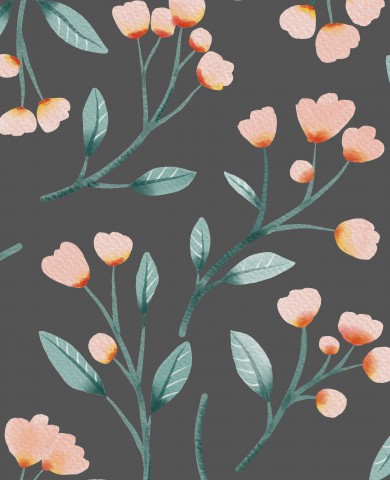 Muslin watercolor flowers on a gray background