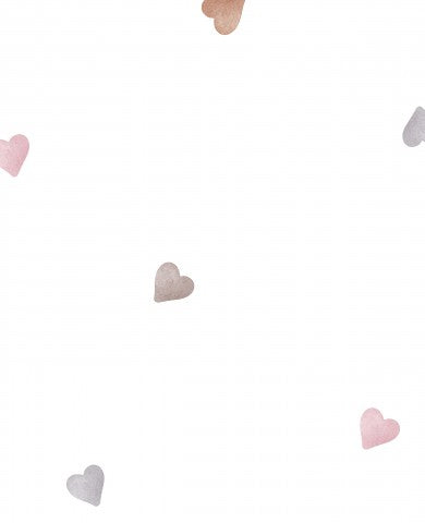 Coeurs aquarelles en mousseline sur fond blanc