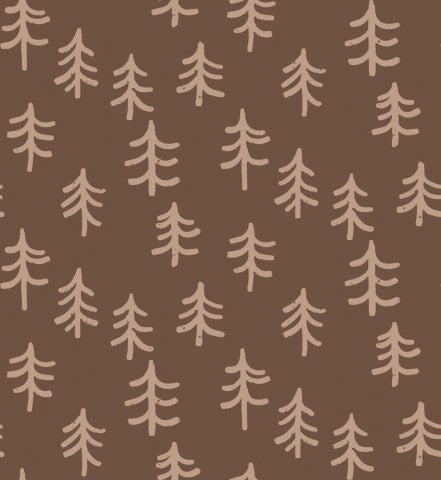 Waterproof fabric a brown-beige pattern with pines