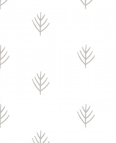 Satin cotton a white-grey pattern with leaves on it