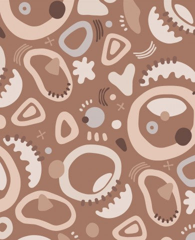 Maglia a coste con sfondo marrone e beige e forme astratte