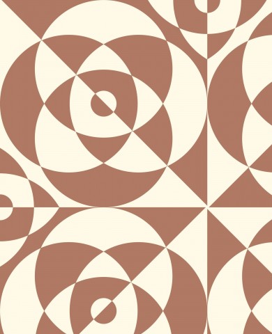 Mousseline à motif géométrique marron et blanc avec des cercles