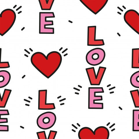 Satin cotton Valentine's Day pattern with hearts
