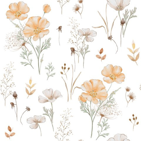 Fleurs aquarelles SoftShell sur fond blanc