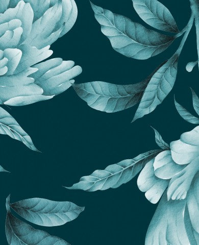 Panama blaue und weiße Blumen auf einem dunkelgrünen Hintergrund