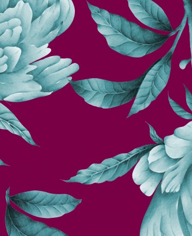 Panama blauen Blumen und Blättern auf violettem Hintergrund