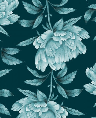 Jersey a blue and white floral pattern on a green background