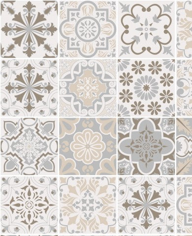 Waterproof fabric a set of tiles with different designs and colors