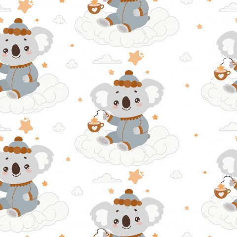 Satin cotton a koala bear in the clouds