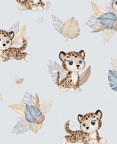 Sød leopard BLÅ - bomuld på lærredskvalitet, ideel til dine næste syprojekter!