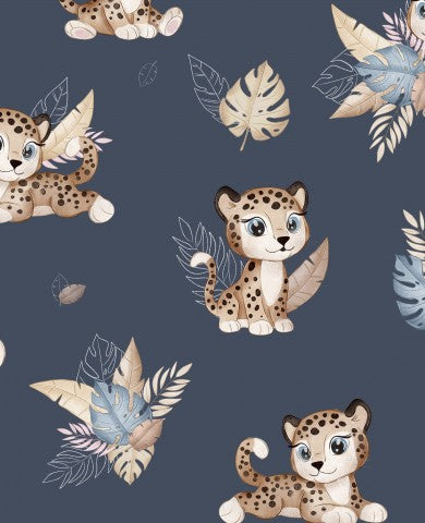 Musselin niedlichen Leoparden und Blättern