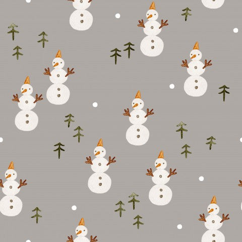 Satin cotton snowmen and pines