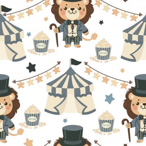 SoftShell a circus lion and popcorn