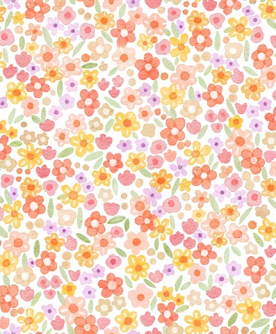 Satin cotton a floral pattern with small flowers and leaves