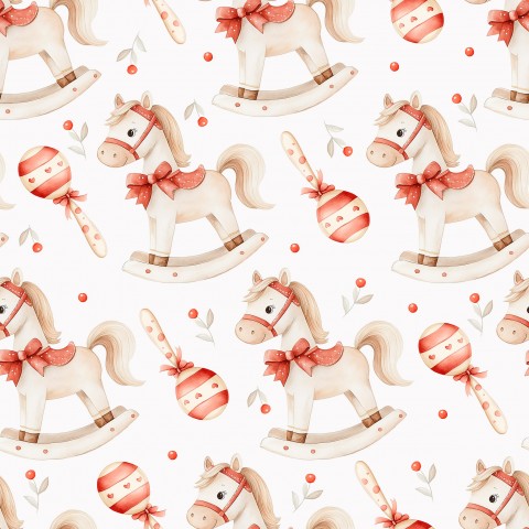 Muslin watercolor horses on white background